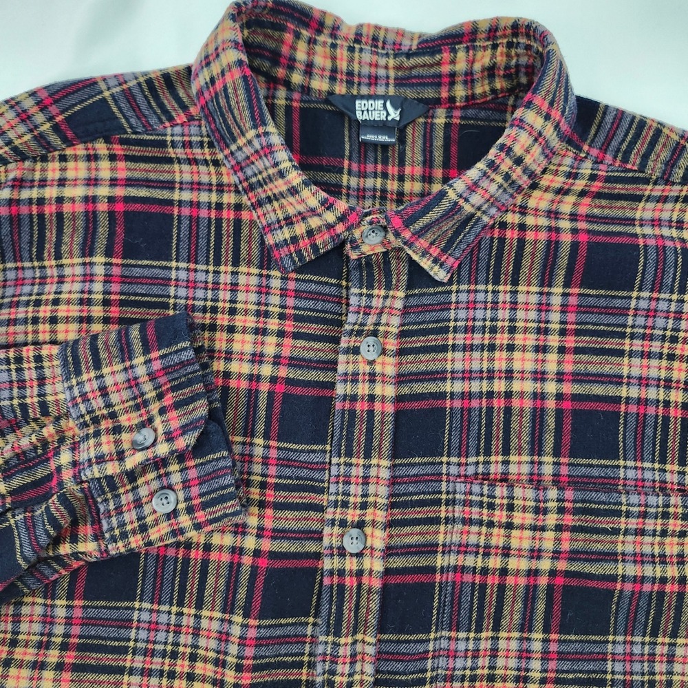Eddie Bauer Mens Plaid Flannel Button Down Shirt Size XXL Rugged Lumberjack